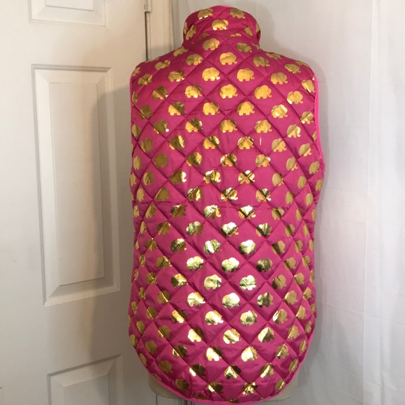 NWT Simply Southern Pink & Gold Elephant Puff Vest - Picture 7 of 9